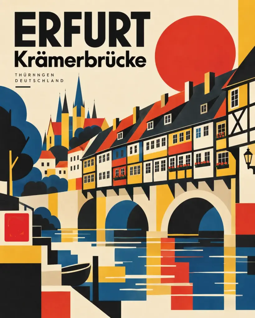 Grafik der Krämerbrücke in Erfurt